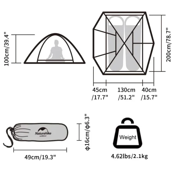 Carpa para 2 personas P-Series - Naturehike